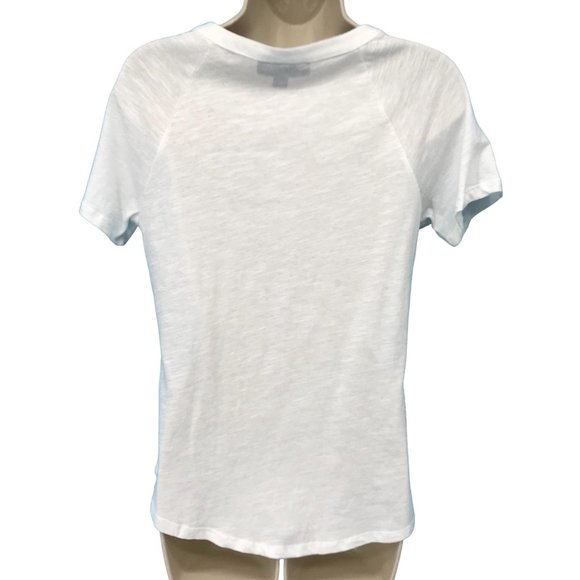 NWOT INC Womens White Lace Up Glitter Stars Tee Shirt Size S - Picture 3 of 7